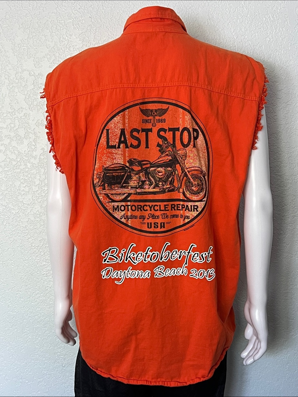Daytona Biketoberfest 2013 Biker Motorcycle Cut Off Shirt Mens 2XL Bike Wear USA